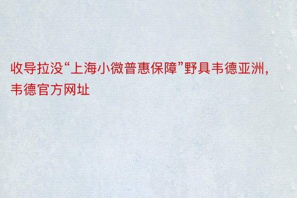 收导拉没“上海小微普惠保障”野具韦德亚洲，韦德官方网址