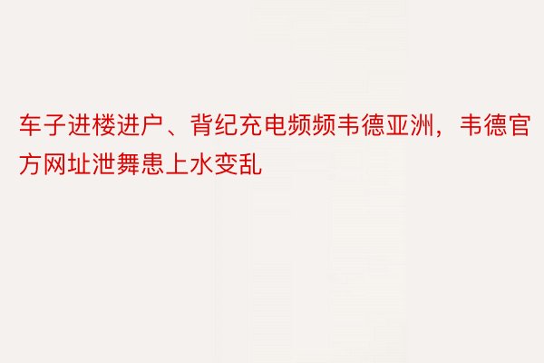 车子进楼进户、背纪充电频频韦德亚洲，韦德官方网址泄舞患上水变乱