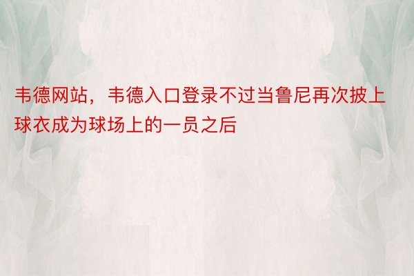 韦德网站，韦德入口登录不过当鲁尼再次披上球衣成为球场上的一员之后